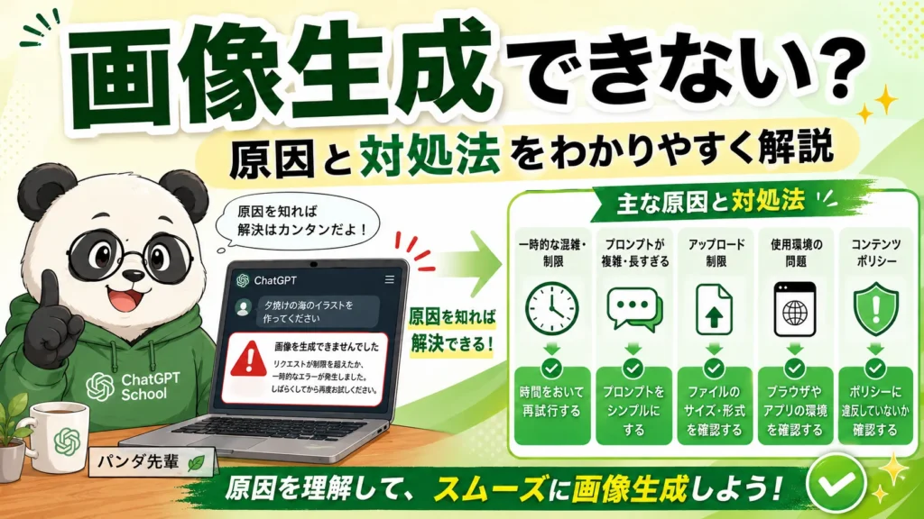 ChatGPTで「画像生成の制限に達しました」と出た時の原因と対処法