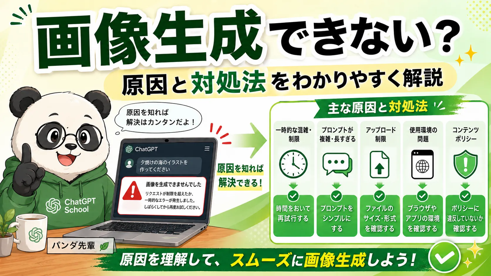 ChatGPTで「画像生成の制限に達しました」と出た時の原因と対処法