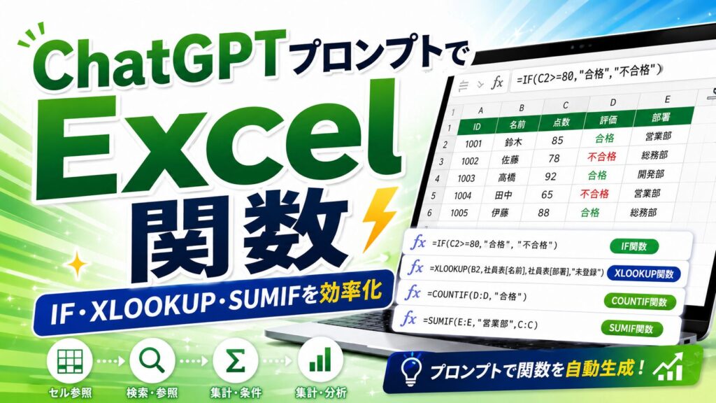 ChatGPTプロンプトでExcel関数